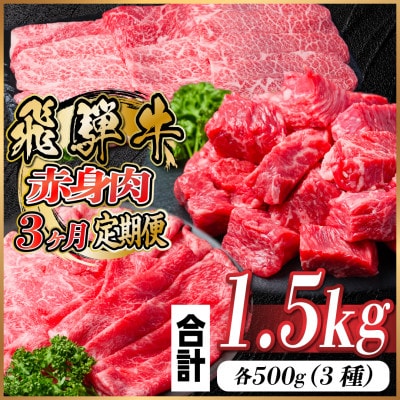 【毎月定期便】飛騨牛 赤身肉定期便 計1.5kg全3回【配送不可地域：離島】【4059528】