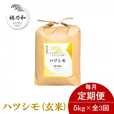 【毎月定期便】岐阜県産ハツシモ(玄米)5kg全3回【配送不可地域：離島】【4056244】