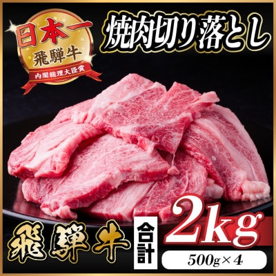 飛騨牛 焼肉 切り落とし 約2kg(約500g×4)訳あり【冷蔵便】【配送不可地域：離島】【1543367】