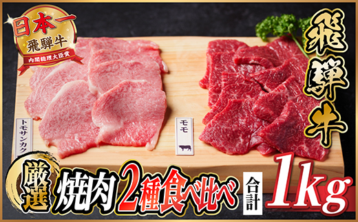 飛騨牛　トモサンカク・モモ焼肉　約1kg(各約500g×2P)【配送不可地域：離島】【1531167】