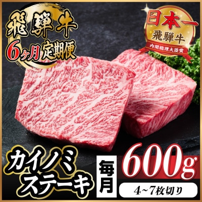 【毎月定期便】飛騨牛 カイノミステーキ定期便 毎月600g全6回【配送不可地域：離島】【4055997】