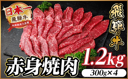 飛騨牛 赤身(焼肉・BBQ用) 約1.2kg(約300g×4)【冷蔵便】A4〜A5等級 黒毛和牛【配送不可地域：離島】【1646184】