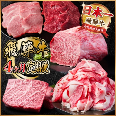 【毎月定期便】飛騨牛 定期便 計1.7kg【冷蔵便】全4回【配送不可地域：離島】【4055506】