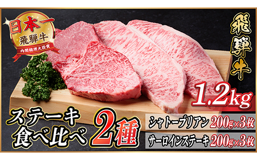 飛騨牛　ステーキ2種食べ比べセット　計約1.2kg【配送不可地域：離島】【1530711】