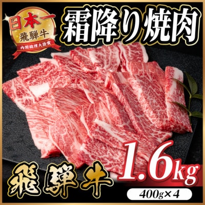 飛騨牛 霜降り焼肉 約1.6kg(約400g×4)BBQ用 小分け【配送不可地域：離島】【1733144】