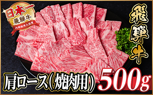 飛騨牛　厳選肩ロース(焼肉・BBQ用)500g　A4〜A5等級　黒毛和牛【配送不可地域：離島】【1543801】