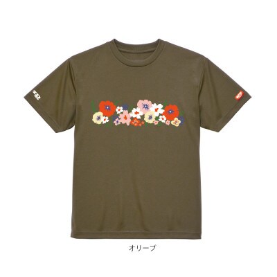 JTTA公認　卓球ユニフォーム【男女兼用(ドライ):XLサイズ】フラワー2　オリーブ【1671264】