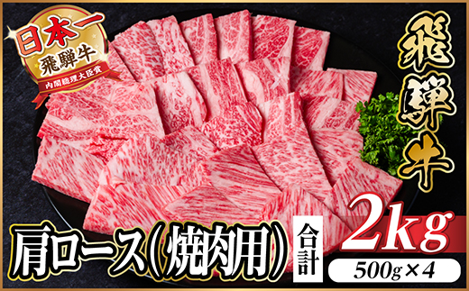 飛騨牛　厳選肩ロース(焼肉・BBQ用) 2kg(500g×4)　黒毛和牛　小分け【配送不可地域：離島】【1543803】
