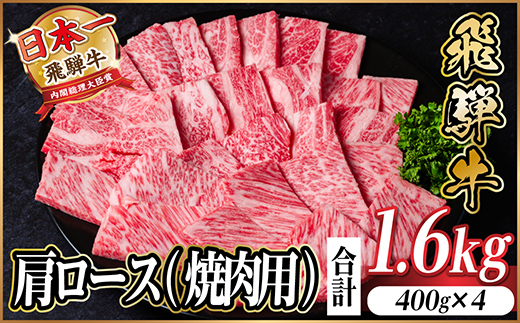 飛騨牛　厳選肩ロース(焼肉・BBQ用) 計1.6kg(400g×4)　黒毛和牛　小分け【配送不可地域：離島】【1674167】