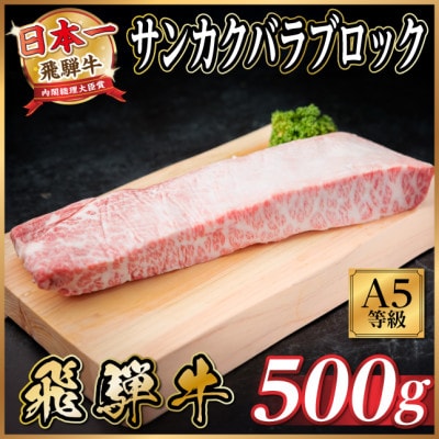 飛騨牛A5等級 三角バラブロック500g 黒毛和牛(ステーキ・焼肉用)【配送不可地域：離島】【1754750】