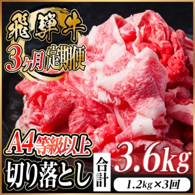 【毎月定期便】飛騨牛 厳選切り落とし 計3.6kg全3回　小分け【配送不可地域：離島】【4055982】