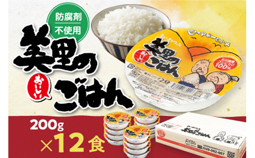 美里のおいしいごはん(コシヒカリ100%使用)　200g入×12個　防腐剤不使用　パックご飯【1668617】