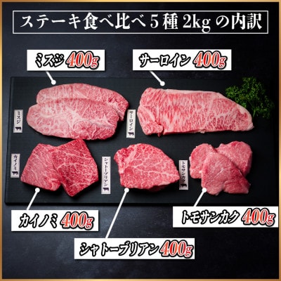 飛騨牛　ステーキ5種食べ比べセット　計2kg【配送不可地域：離島】【1530529】