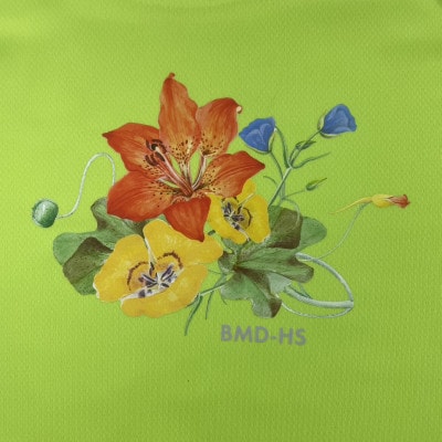 JTTA公認　卓球ユニフォーム【男女兼用(ドライ):160サイズ】フラワー　ライム【1667809】