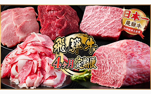 【毎月定期便】飛騨牛 定期便 計1.7kg【冷蔵便】A4〜A5 バーベキュー ローストビーフ 全4回【配送不可地域：離島】【4055506】