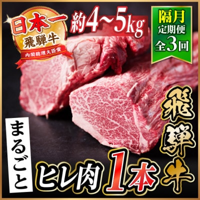 【2ヵ月毎定期便】飛騨牛 ヒレ1本(約4〜5kg)【シャトーブリアン&ヒレ】A4〜A5黒毛和牛全3回【配送不可地域：離島】【4084194】