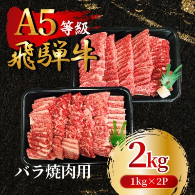 飛騨牛5等級 バラ焼肉用2kg(1kg×2P)　FTA275【配送不可地域：離島】【1578277】