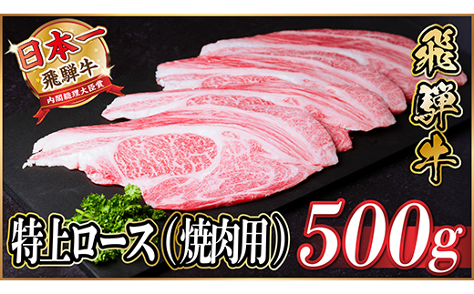 【12/20ご入金分まで年内発送】飛騨牛　特上ロース(焼肉・BBQ用)500g　A5等級　黒毛和牛【配送不可地域：離島】【1543790】