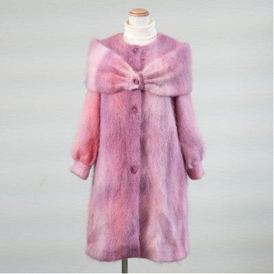 流し染め　ピンクモヘアコート【1688370】