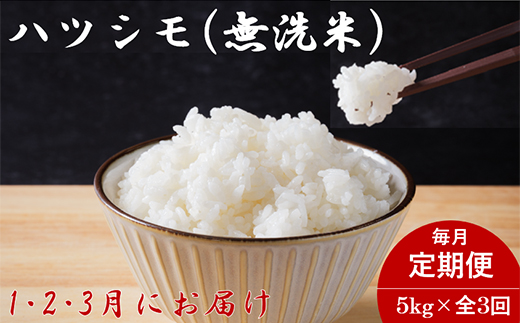 【発送月固定定期便】生産者応援!岐阜県産ハツシモ(無洗米)5kg【1・2・3月発送】全3回【配送不可地域：離島】【4073731】
