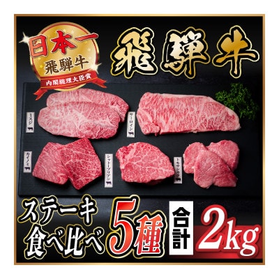 飛騨牛　ステーキ5種食べ比べセット　計2kg【配送不可地域：離島】【1530529】