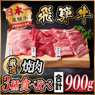 飛騨牛　焼肉厳選3種食べ比べセット(カルビ・トモサンカク・モモ)　約900g【配送不可地域：離島】【1531175】