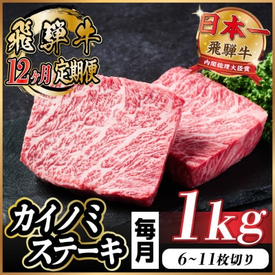 【毎月定期便】飛騨牛 カイノミステーキ定期便 毎月1kg全12回【配送不可地域：離島】【4056200】