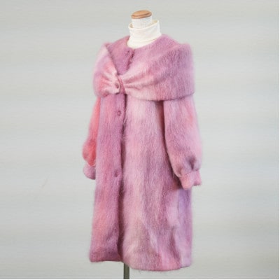 流し染め　ピンクモヘアコート【1186397】