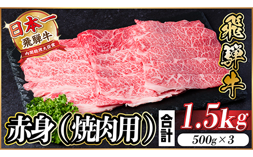 【12/20ご入金分まで年内発送】飛騨牛 厳選赤身(焼肉・BBQ用) 1.5kg(500g×3)【配送不可地域：離島】【1543759】