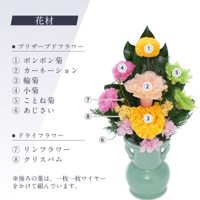 プリザーブドフラワー 仏花 お仏壇用 【心(イエロー)】【1744732】