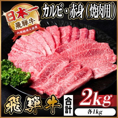 飛騨牛 カルビ・赤身(焼肉用)2kg(各500g×2パック)【配送不可地域：離島】【1543782】