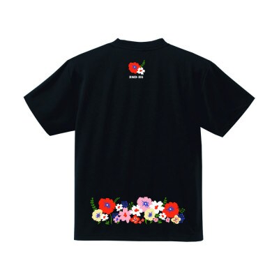 JTTA公認　卓球ユニフォーム【男女兼用(ドライ):Sサイズ】フラワー2　ブラック【1670987】