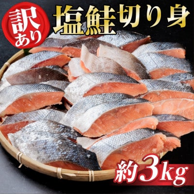 【訳あり】北海道産　塩鮭(秋鮭) 切り身 約3kg 冷凍【配送不可地域：離島】【1697952】