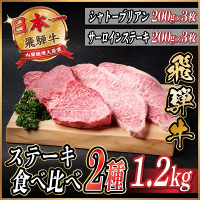 飛騨牛　ステーキ2種食べ比べセット　計約1.2kg【配送不可地域：離島】【1530711】