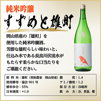 純米吟醸 すずめと雄町　1800ml×1本【1533491】