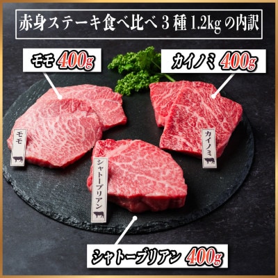 飛騨牛　赤身ステーキ3種食べ比べセット　計約1.2kg　【冷蔵便】【配送不可地域：離島】【1534744】