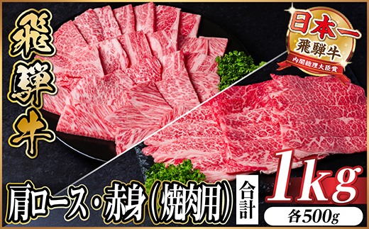 【12/20ご入金分まで年内発送】飛騨牛　厳選肩ロース・赤身(焼肉・BBQ用)1kg　小分け【配送不可地域：離島】【1667361】