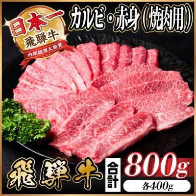 飛騨牛 カルビ・赤身(焼肉用)800g(各400g)【配送不可地域：離島】【1543763】