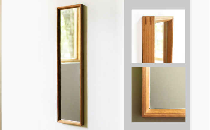 【受注生産】Mirror 05 チェリー/oil finis / 鏡 かがみ ミラー 壁掛け 全身 ウォールミラー 家具 インテリア 身だしなみ おしゃれ 受注 木製 木目調 ナチュラル デザイン / 恵那市 / ROYAL STAGE [AUEB042]