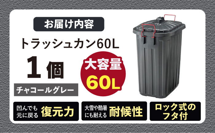 ペールカンのふた付きゴミ箱 60L チャコールグレー 1個 / ダストボックス ゴミ箱 ごみ箱 / 恵那市 / 東谷株式会社 明智流通センター [AUAD137]