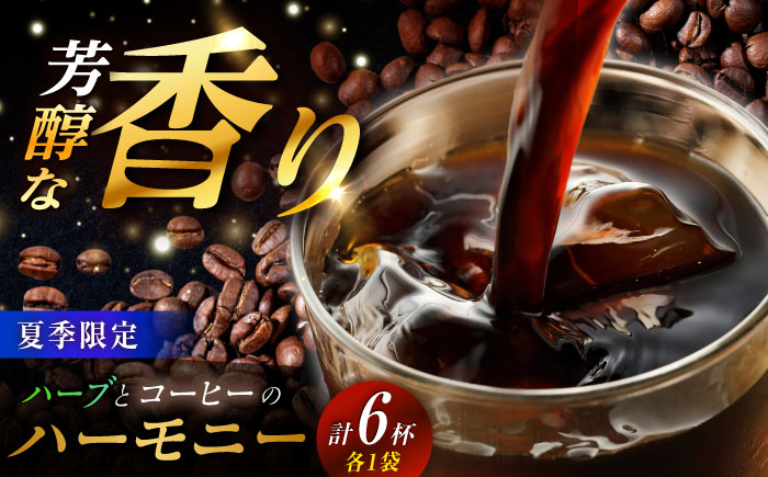 ＼夏季限定アイスコーヒー／ハーブとコーヒーのハーモニー 6種類各1袋 / 珈琲 コーヒー コールドブリュー 水出し アイスコーヒー ハーブ レモン / 恵那市 / コーヒーロースト恵那店 [AUEJ001]