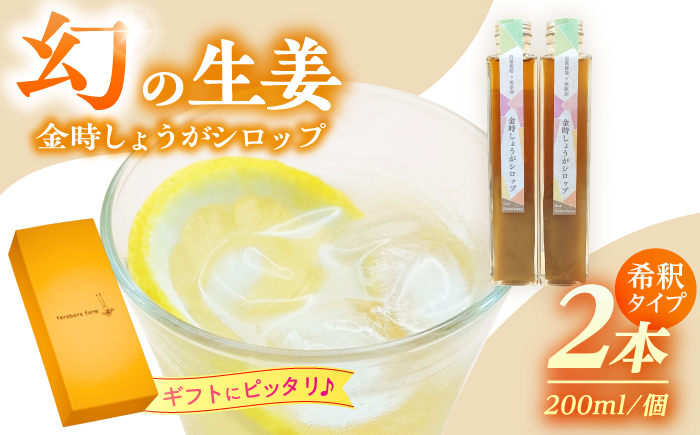 こだわり金時しょうがシロップ 200ml×2本 ギフトセット / しょうが ショウガ 生姜 ジンジャー 生姜シロップ ジンジャーシロップ / 恵那市 / てらぼら農園 [AUDZ001]