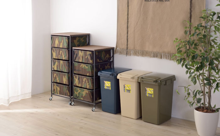 ごみ箱 連結 45L カーキ 2個組/ ダストボックス ゴミ箱 ごみ箱 / 恵那市 / 東谷株式会社 明智流通センター [AUAD093]