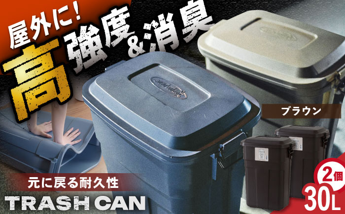 トラッシュカン ゴミ箱 ふた付き 30L ブラウン 2個組 / ダストボックス ゴミ箱 ごみ箱 / 恵那市 / 東谷株式会社 明智流通センター [AUAD068]