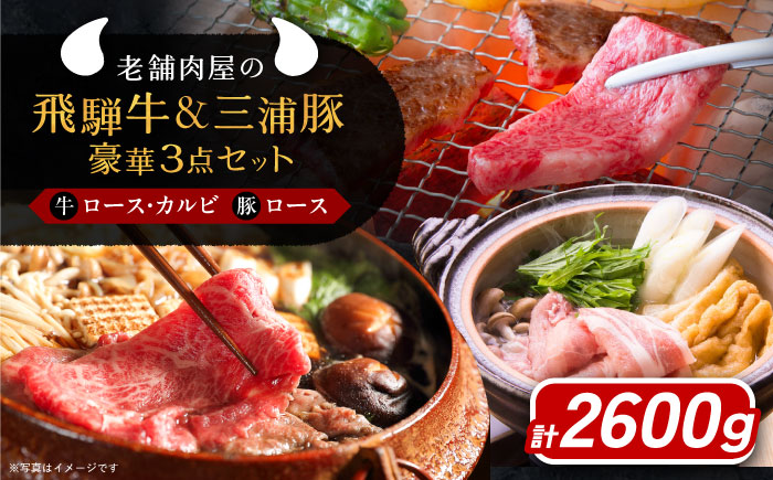 飛騨牛ロース1kg カルビ700g 三浦豚ロース900g 豪華3点セット しゃぶしゃぶ・焼肉 和牛 国産 霜降り 恵那市 / 岩島屋 [AUAJ014]