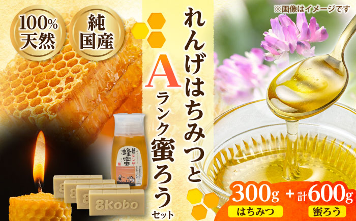 恵那蜂蜜・蜜蝋セット (蓮華蜂蜜300g×1本、Aランク蜜蝋600g:150g4枚) 国産 はちみつ 岐阜 恵那市 / はち工房こうけつ [AUDF031]