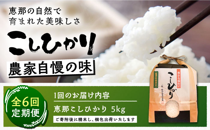 【6回定期便】　こしひかり 白米 5kg×6ヵ月 恵那 / お米 こめ コシヒカリ / 恵那市 / おこめのささき [AUAT003]