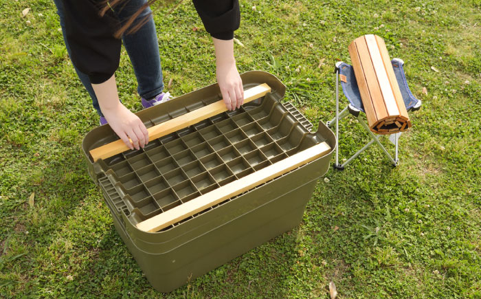 アウトドア 収納ケース DIY風テーブルトップセット グリーン Sサイズ 2個 / キャンプ 収納 ボックス アウトドア / 恵那市 / 東谷株式会社 明智流通センター [AUAD040]