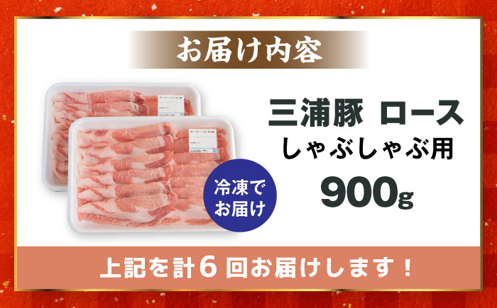 【6回定期便】 三浦豚 豚肉 ロース900ｇ（しゃぶしゃぶ用）/ ブランド豚 国産 ポーク しゃぶしゃぶ 恵那市 / あづま精肉店 [AUDL016]