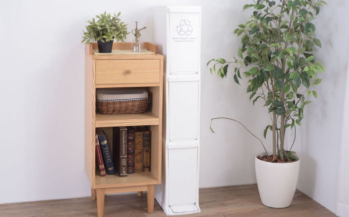 ダストボックススリム 分別3段 30L ホワイト 1個 / ダストボックス